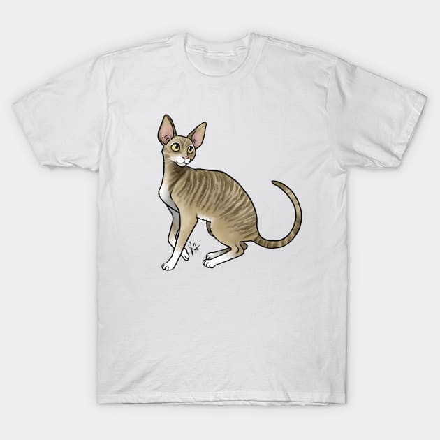 Cat - Cornish Rex - Tabby T-Shirt by Jen's Dogs Custom Gifts and Designs